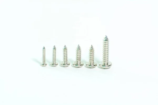 Closeup Self Tapping Screw White Background — Stock Photo, Image