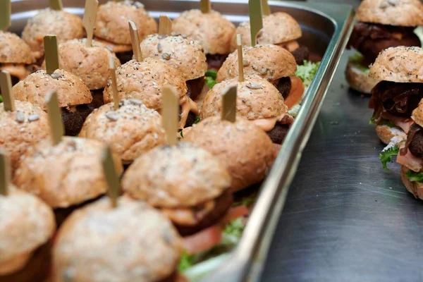 Primer Plano Las Mini Hamburguesas — Foto de Stock