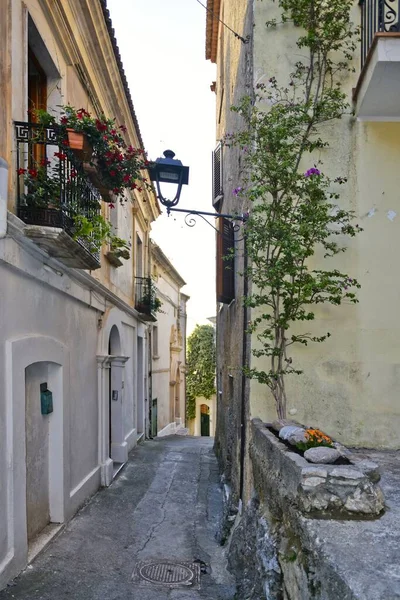 イタリア カラブリア州の村サン ニコラ アルケッラの古い建物がある狭い通り — ストック写真