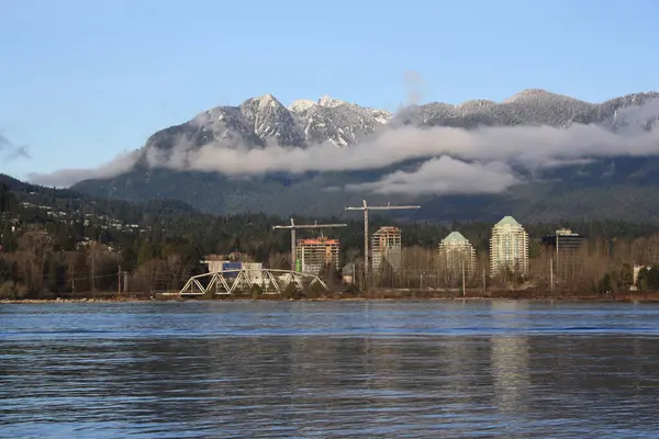 Gyönyörű Kilátás Nyílik Folyóra Hegyekre Vancouver Harbour Brit Columbia Kanada — Stock Fotó