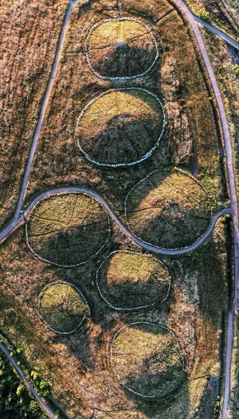 Aerial View Greenery Hills Road Surrounded Grass — Stock Photo, Image