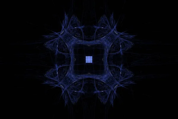 Digital Render Fractal Zeigt Rotationssymmetrie Und Fließende Blaue Linien Von — Stockfoto