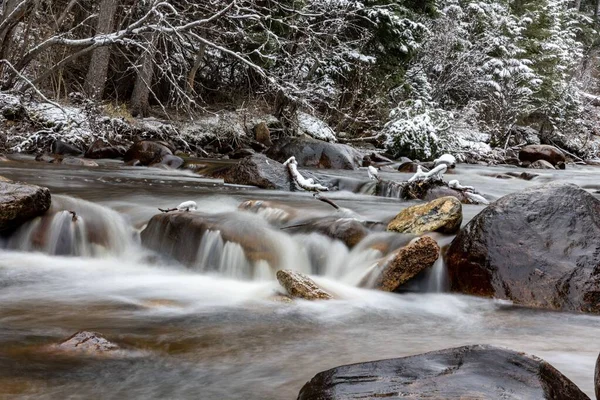 Vintersnö Vid Middle Vrain Creek Raymond Colorado — Stockfoto