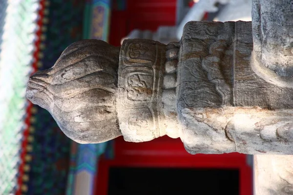 Eine Selektive Blausteinschnitzerei Einem Tempel China — Stockfoto