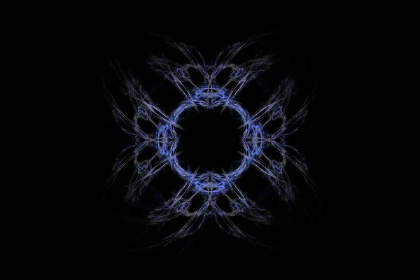 Digital Fractal Render Exquisite Dynamisch Fließende Blaue Energielinien Mit Rotationssymmetrie — Stockfoto