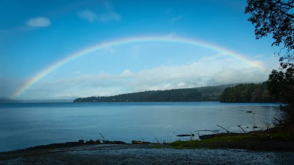 Scenic View Rainbow Sunny Day Vancouver Island Saanich — Stock Photo, Image