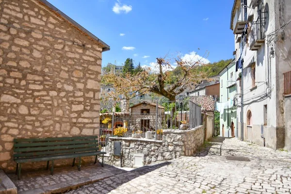 Eine Enge Straße Mittelalterlichen Dorf Sepino Der Region Molise Italien — Stockfoto