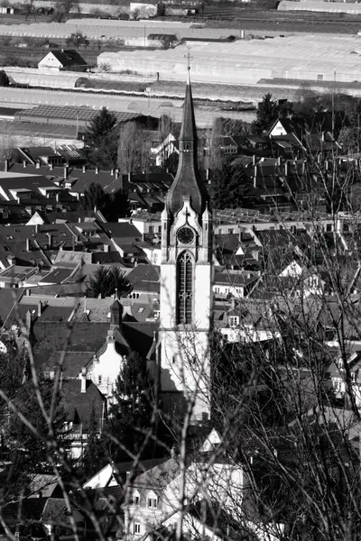 Uma Imagem Vertical Tons Cinza Uma Torre Handschuhsheim Handschuhsheim Alemanha — Fotografia de Stock