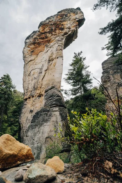 Célèbre Tour Rocheuse Nommée Kobyla Dans Région Grès Prihrazy Paradis — Photo