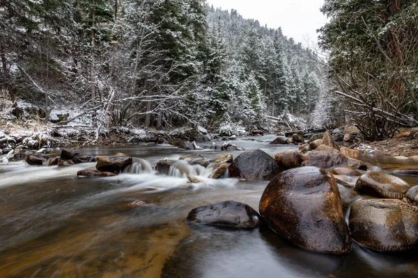 Neve Inverno Middle Vrain Creek Raymond Colorado — Fotografia de Stock