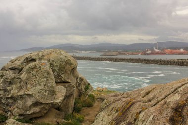 eroded rocks on the coast on a cloudy day