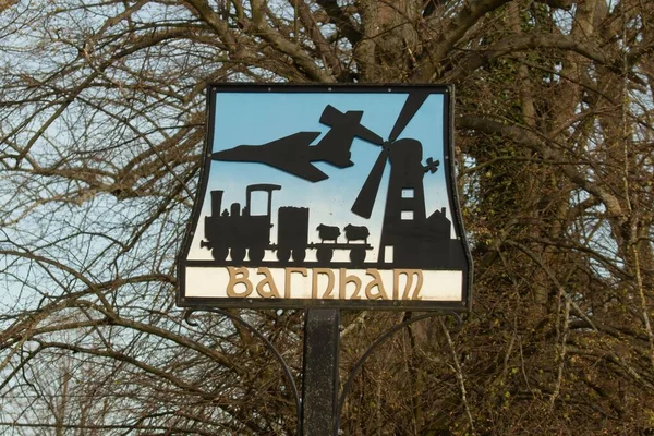 Anglický Městský Znak Pro Barnham Suffolk Velká Británie Ukazující Siluety — Stock fotografie