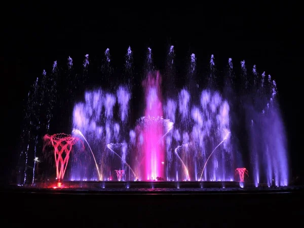 Budapest Hungary September 14Th 2019 Colorful Musical Fountain Magnificent Night — Stock Photo, Image