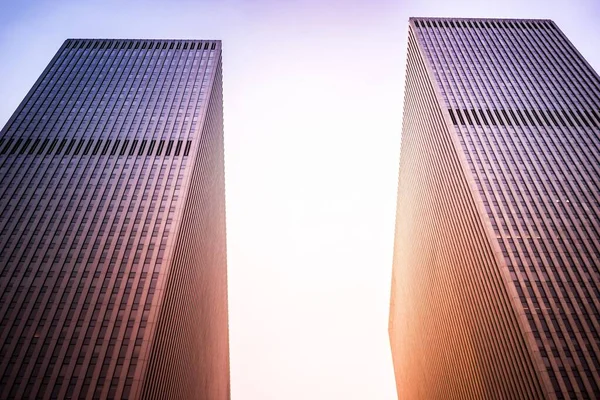 Eine Flache Aufnahme Von Wolkenkratzern New York City — Stockfoto