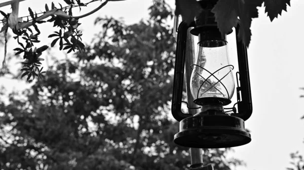 Greyscale Shot Vintage Oil Lamp — Stock Photo, Image
