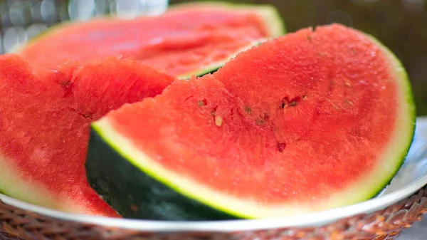 Ripe Red Sweet Watermelon Greece Table — Stock Photo, Image