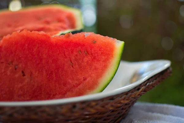 ripe red sweet watermelon from Greece, on the table