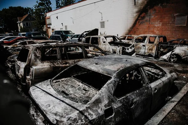 Oude Beschadigde Auto Bij Minnesota Riots Juli 2020 — Stockfoto