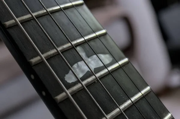 Elektrická Kytara Struny Fretboard Zblízka — Stock fotografie