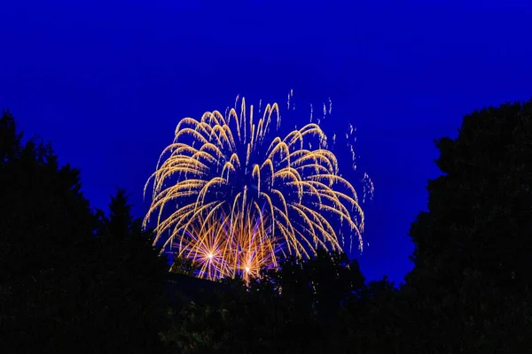 Beautiful View Fireworks Fourth July Night — Stock Photo, Image