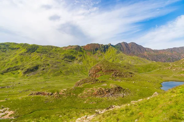 Scenic View Snowdon Mountain Wales Cloudy Sky Background — Stock Photo, Image