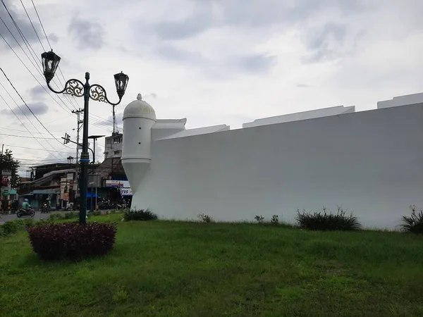 Vue Partielle Mur Blanc Avec Coin Décoratif Palais Sultan Appelé — Photo