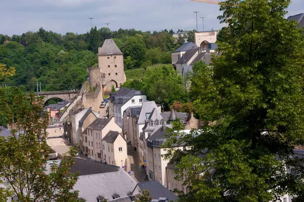 Górny Widok Budynki Domy Mieście Luksemburg Europie Zachodniej — Zdjęcie stockowe