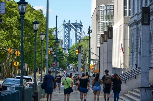 Eine Schöne Aussicht Vom Cadman Plaza Der Manhattan Bridge Brooklyn — Stockfoto