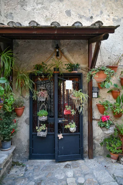Ozdobione Drzwi Starego Domu Najstarszej Dzielnicy Miasta Caserta — Zdjęcie stockowe