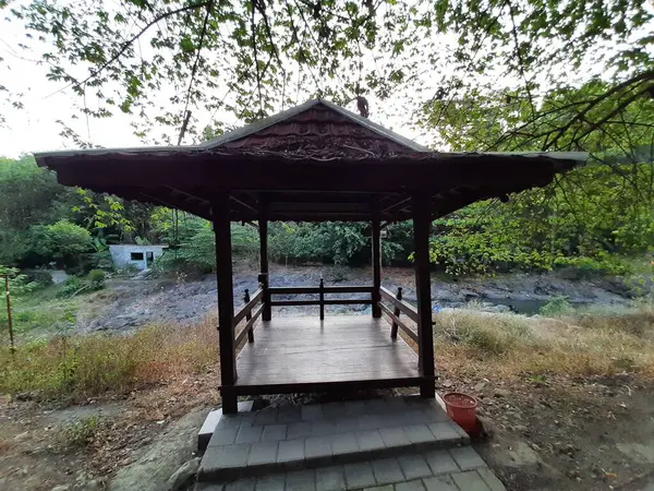 Gazebo Sitting Place Recreation Place River Yogyakarta Indonesia — Stock Photo, Image