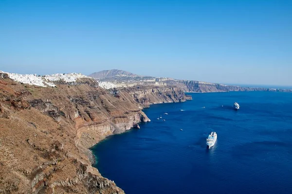 Ein Schöner Blick Auf Kreuzfahrtschiffe Santorin Griechenland — Stockfoto