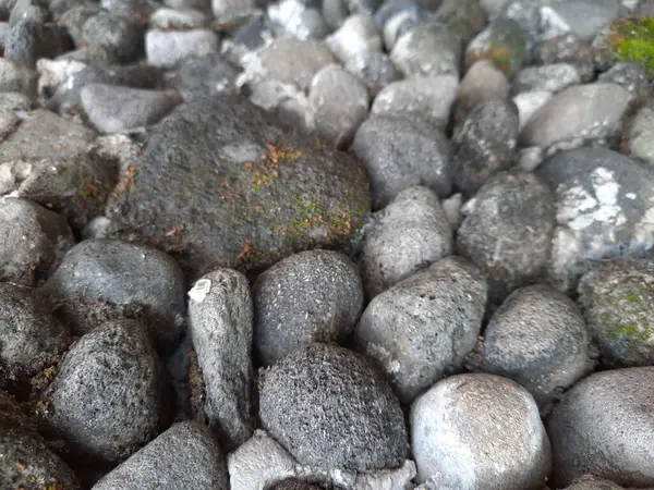 石の小石で作られた壁からマクロクローズアップ背景 — ストック写真