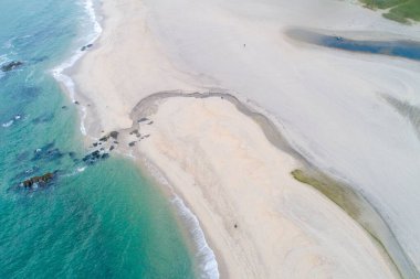 Kumsalın ve dalgalı okyanusun havadan görünüşü