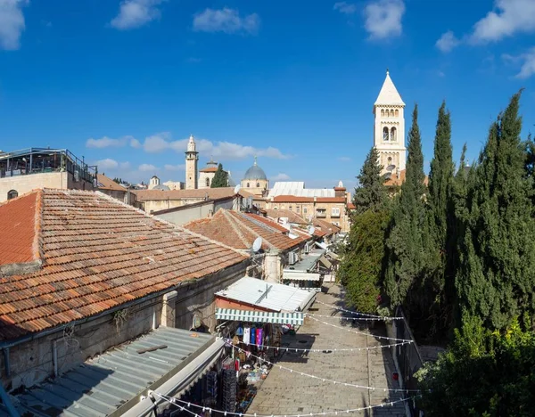 Ein Malerischer Blick Auf Die Antike Architektur Jerusalems Einem Sonnigen — Stockfoto