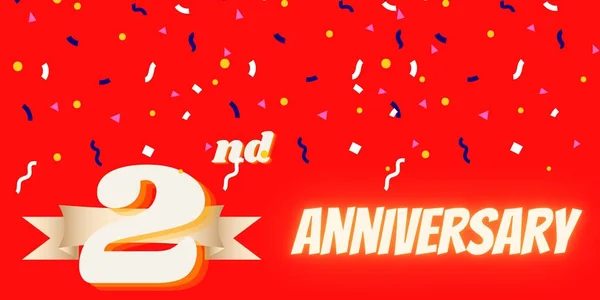 Anniversary Celebration Design Template Golden Words Red Background — Stock Photo, Image