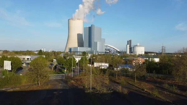 Una Vista Central Eléctrica Carbón Con Pila Humo — Foto de Stock