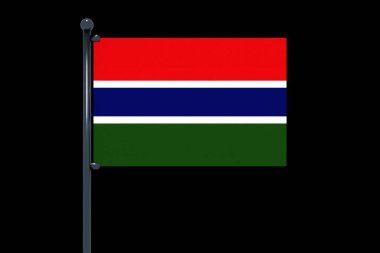 Gambiya bayrağının siyah arka planda basit bir çizimi