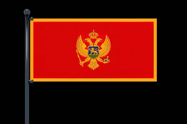 Prosta Ilustracja Flagi Czarnogóry Szarym Słupie Odizolowanym Czarnym Tle — Zdjęcie stockowe
