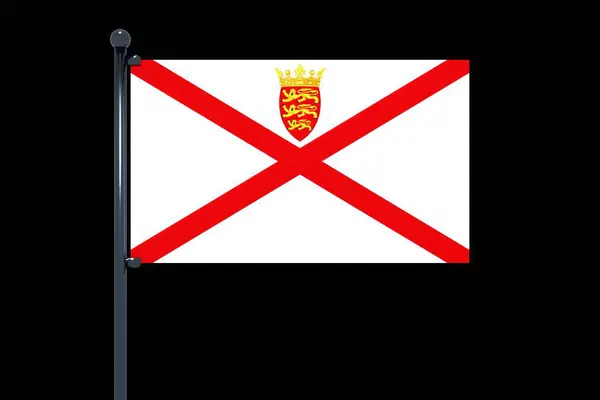 Eine Einfache Darstellung Der Flagge Von Jersey Auf Schwarzem Hintergrund — Stockfoto