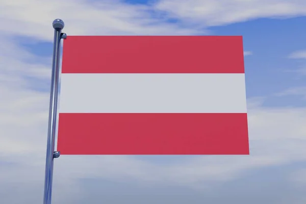 Uma Ilustração Bandeira Áustria Mastro Bandeira Com Céu Nublado Fundo — Fotografia de Stock