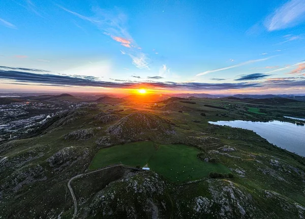 Bright Orange Sunset Rural Areas Norway — Stock Photo, Image