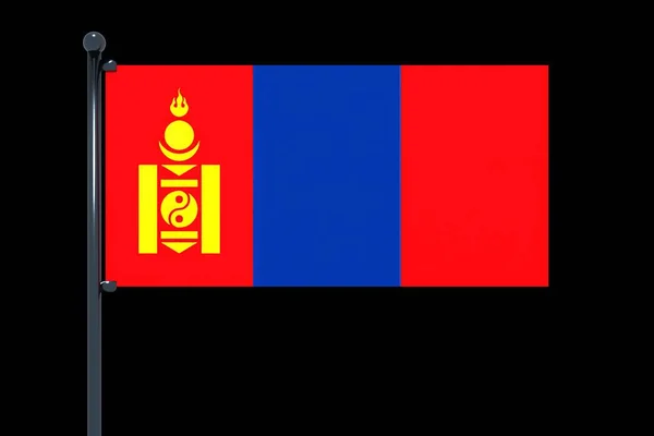 Eine Einfache Darstellung Der Flagge Der Mongolei Auf Schwarzem Hintergrund — Stockfoto