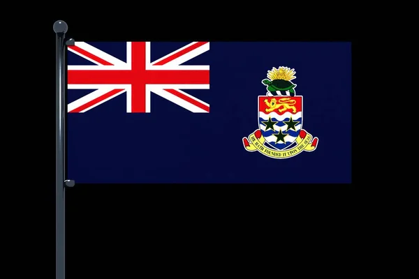 Eine Einfache Abbildung Der Flagge Der Kaimaninseln Auf Schwarzem Hintergrund — Stockfoto