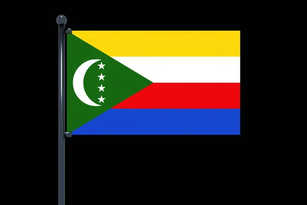 Une Illustration Simple Drapeau Des Comores Sur Fond Noir — Photo