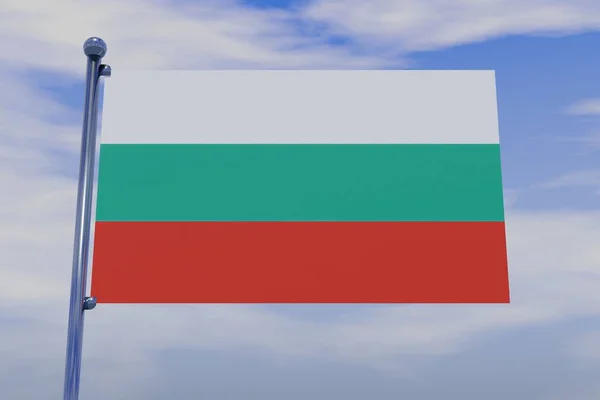 Illustration Flag Bulgaria Flag Pole Cloudy Sky Background — Stock Photo, Image