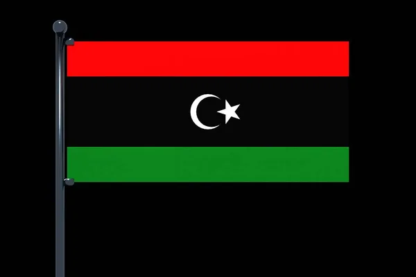 Uma Ilustração Simples Bandeira Líbia Sobre Fundo Preto — Fotografia de Stock