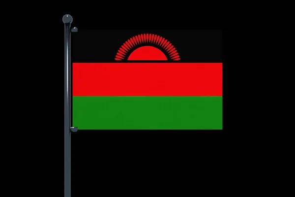 Een Eenvoudige Illustratie Van Malawi Vlag Een Grijze Paal Geïsoleerd — Stockfoto