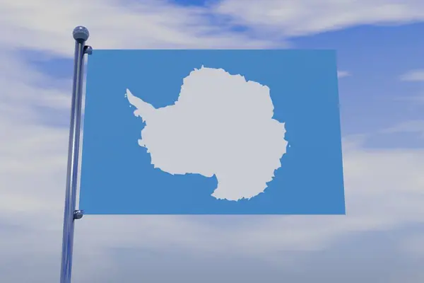 Antarktika Bayrağının Bulutlu Bir Gökyüzü Arka Planına Sahip Bir Bayrak — Stok fotoğraf