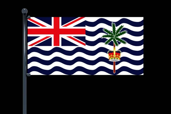 在黑色背景上的英属印度洋领土旗帜的简单说明 — 图库照片