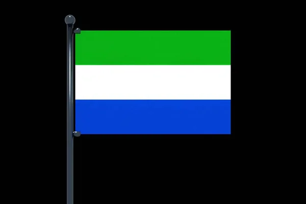 Eine Illustration Der Flagge Von Sierra Leone Mit Chromstange Auf — Stockfoto